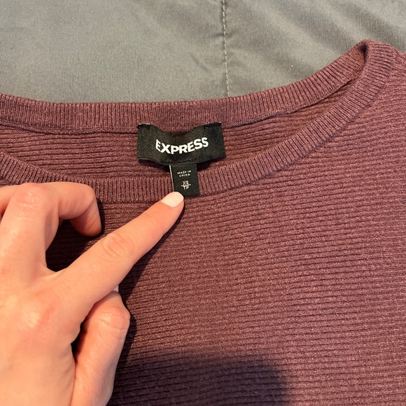 Express Purple Ribbed Dolman Sweater - Picture 2 of 2